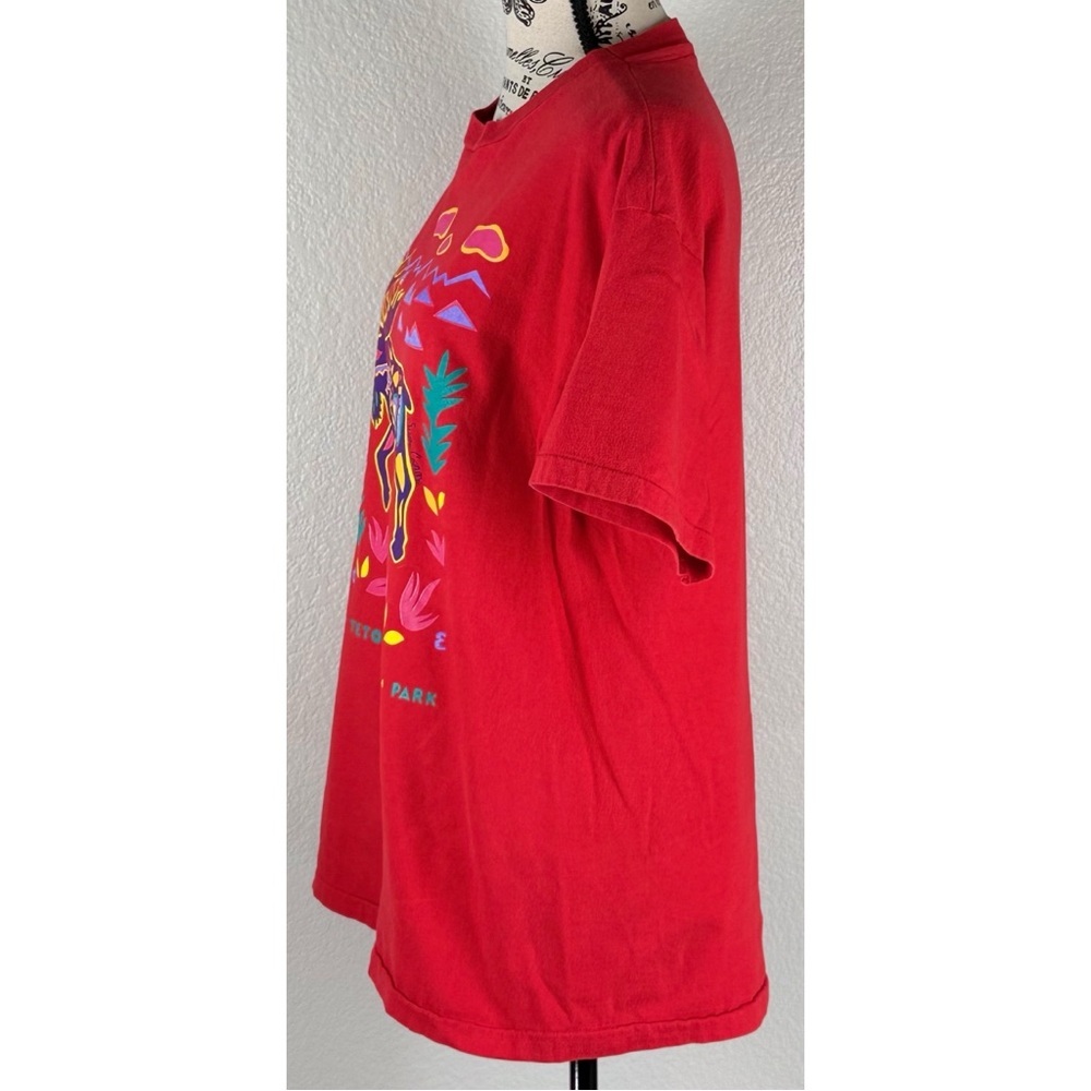 Vintage Moose Unisex Adult 90s Red Abstract Pop Art Animal Nature Tee USA Large - Picture 3 of 10